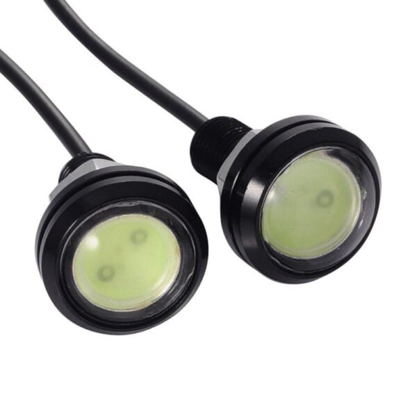 Set of 2 Car LED Lights with Wire, 18mm Diameter, 12V, 9W Power, White