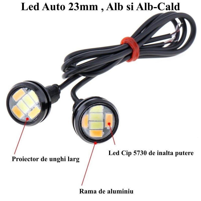 White + Amber 23mm / 12V LED, 5730, 2 Pcs/Set
