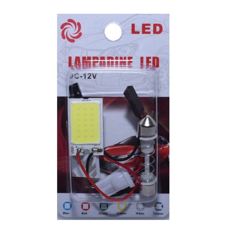 Car LED COB Dome Light, 36 LEDs, Cool White Light, Festoon/T10 Adapter, 6W