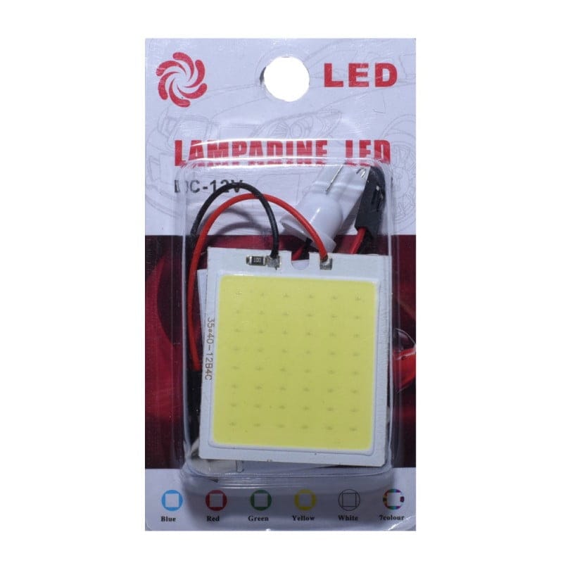 Car LED COB Dome Light, 48 LEDs, Cool White Light, Festoon/T10 Adapter, 8W