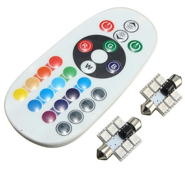 RGB Car LED with Remote Control, 39mm Festoon Socket, Set of 2