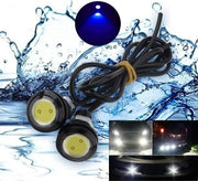 Waterproof Car LEDs with Wire, 23mm Diameter, 12V, 9W Power, Set of 2, Blue
