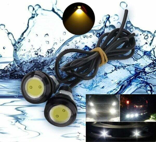 Waterproof Car LED Lights with Wire, 23mm Diameter, 12V, 9W Power, Set of 2, Yellow