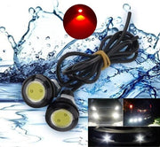 Waterproof Car LED Lights with Wire, 23mm Diameter, 12V, 9W Power, Set of 2, Red