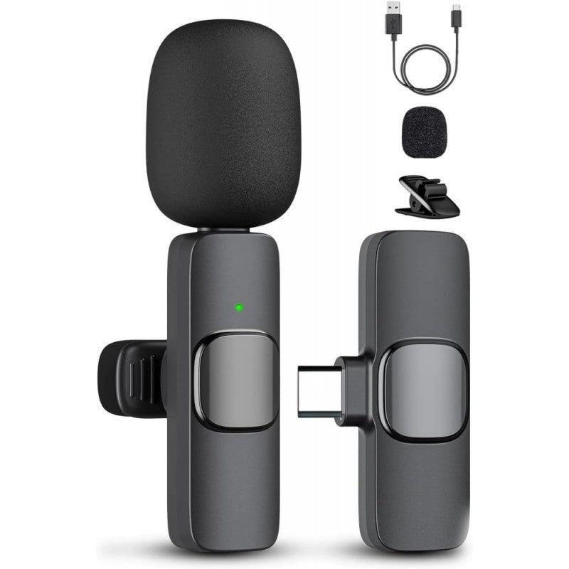 Vlogging Microphone, Wireless, 65mAh Battery, Lavalier, Type-C