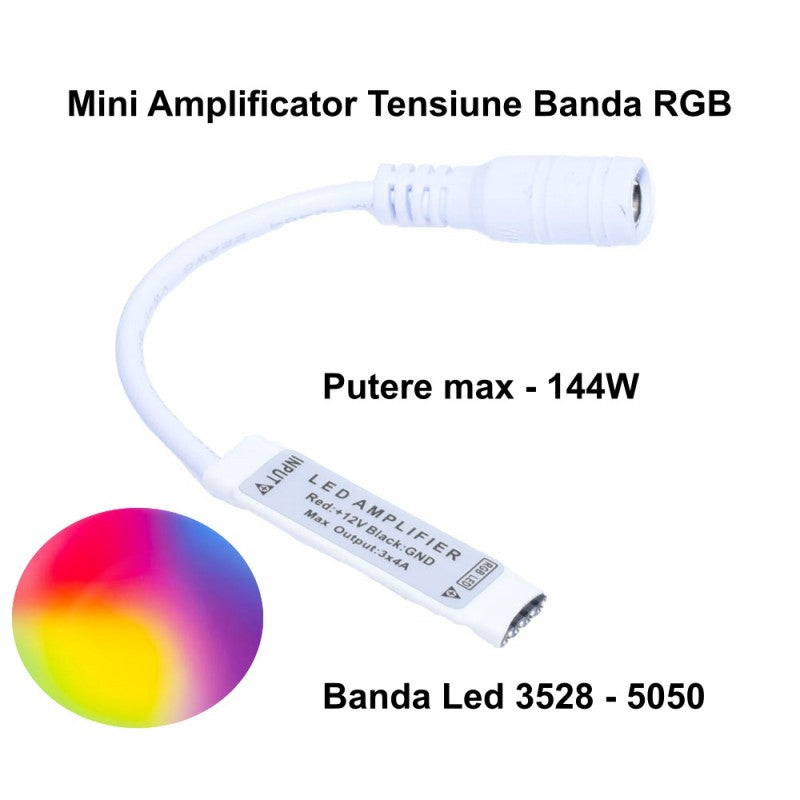 Mini 12V RGB LED Amplifier with Plug