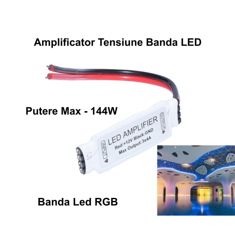 12V RGB LED Mini-Amplifier with Wires