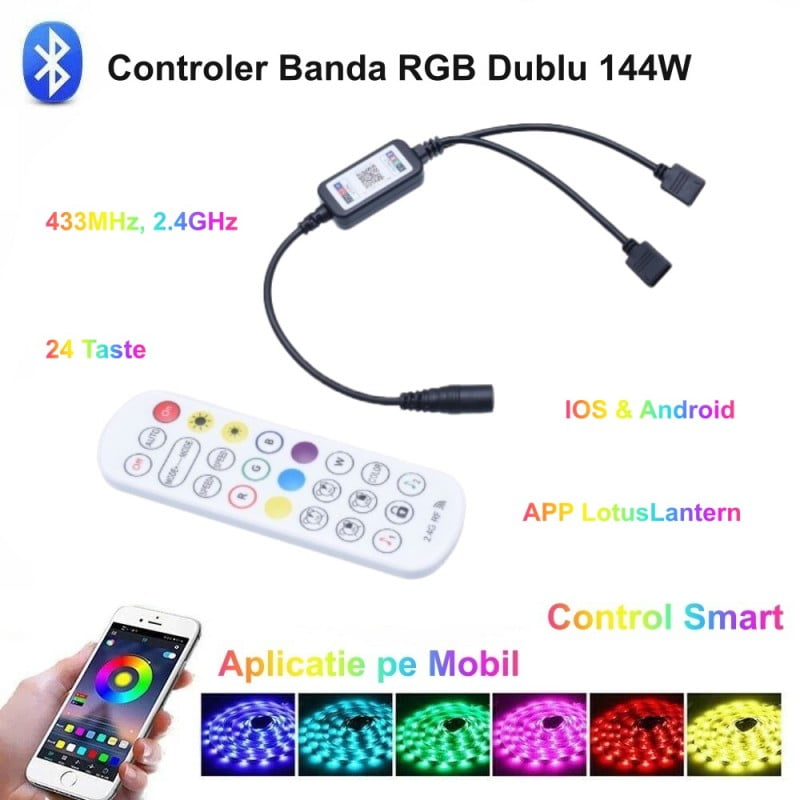 Mini-Controller RGB LED with 24 Keys, 2 Outputs and Magic Smart, 144W