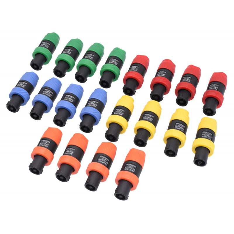Set 20 x Male Speakon Audio Connector 4 Pin, Various Colors