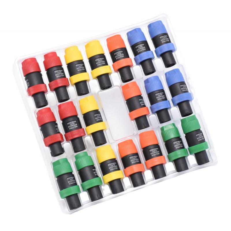 Set 20 x Male Speakon Audio Connector 4 Pin, Various Colors