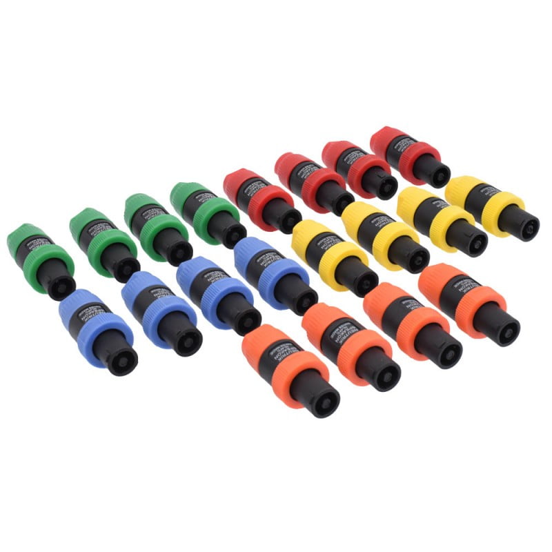 Set 20 x Male Speakon Audio Connector 4 Pin, Various Colors