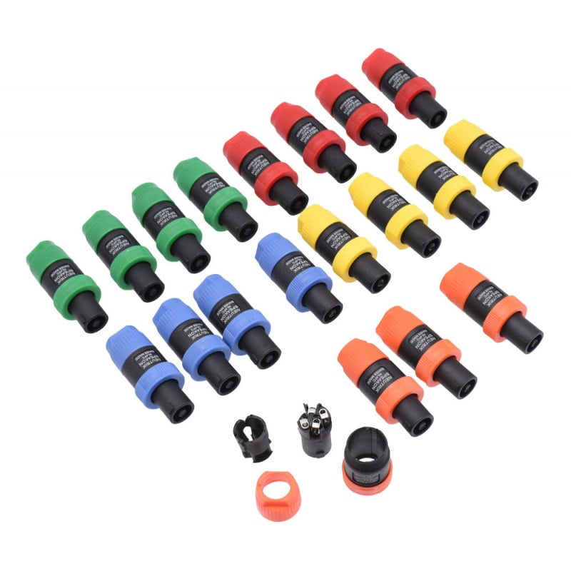 Set 20 x Male Speakon Audio Connector 4 Pin, Various Colors