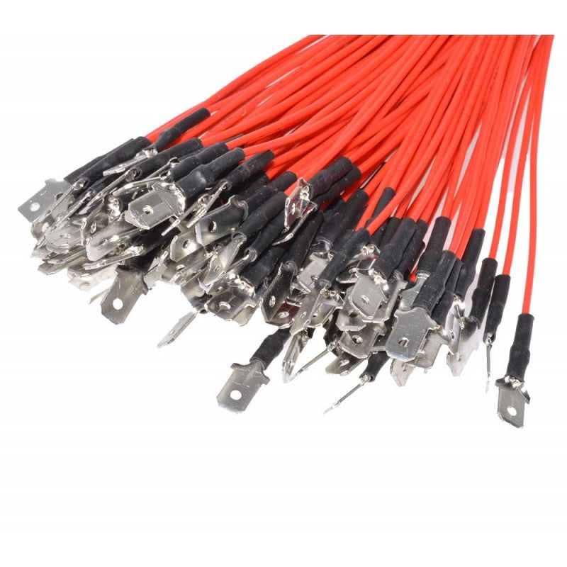 TATA Electrical Spade Connector, 6.3MM, 20 cm Wire, 100pcs/Set, Red