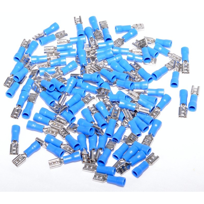 Insulated Blue Female Spade Connector 4.8MM 100PCS/Bag