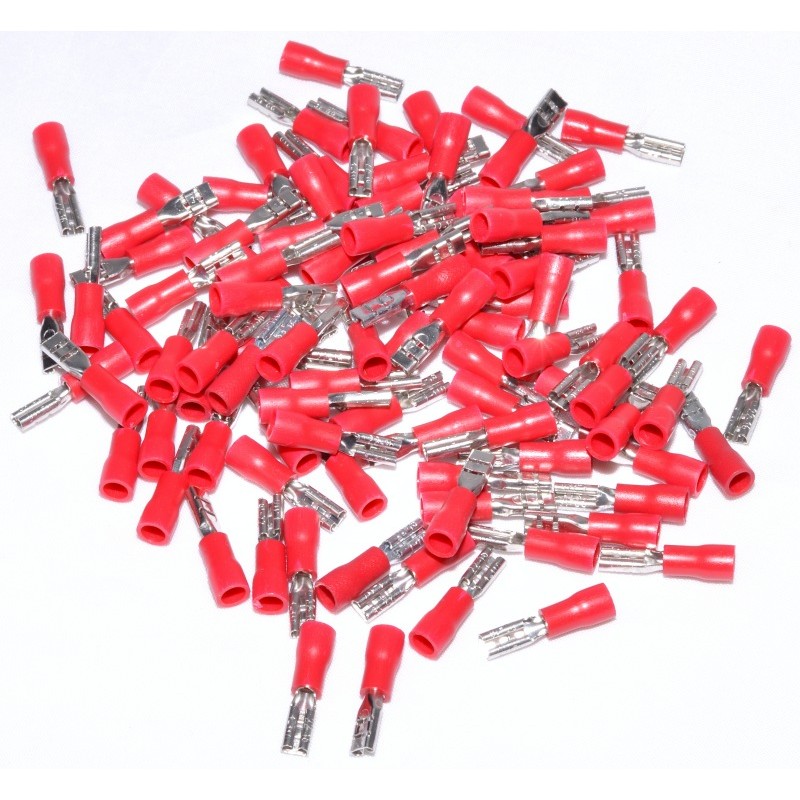 Red Insulated Female Spade Connector 2.8mm 100pcs/Bag