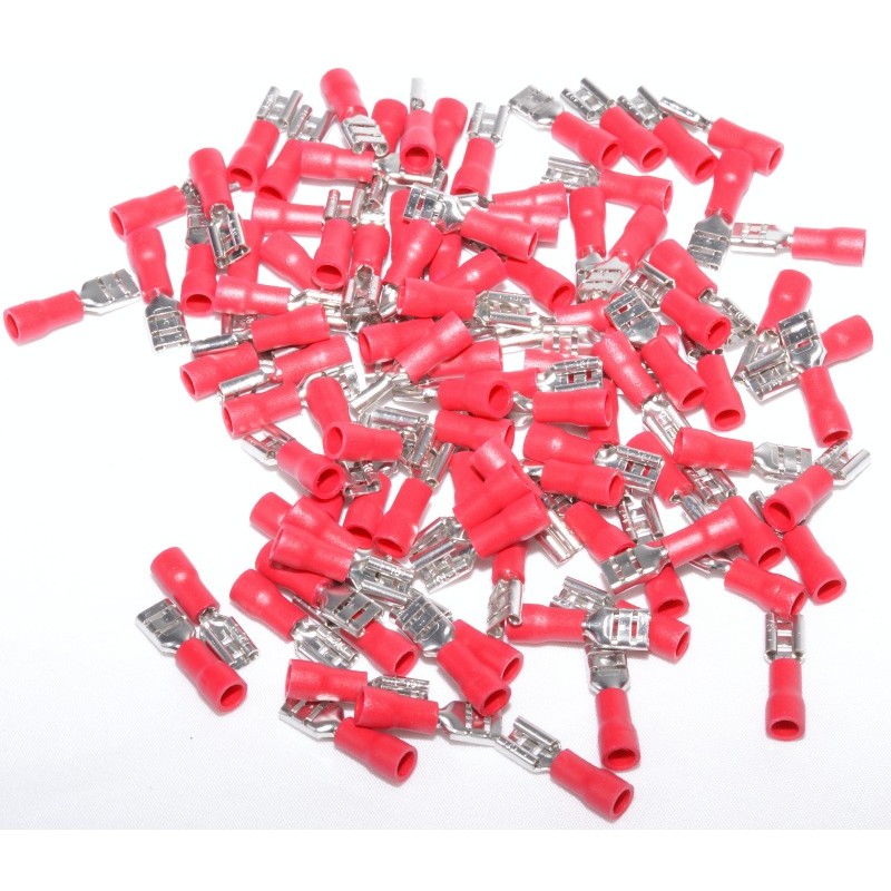 Red Female Electrical Spade Terminal 4.8mm, 100Pcs/Set