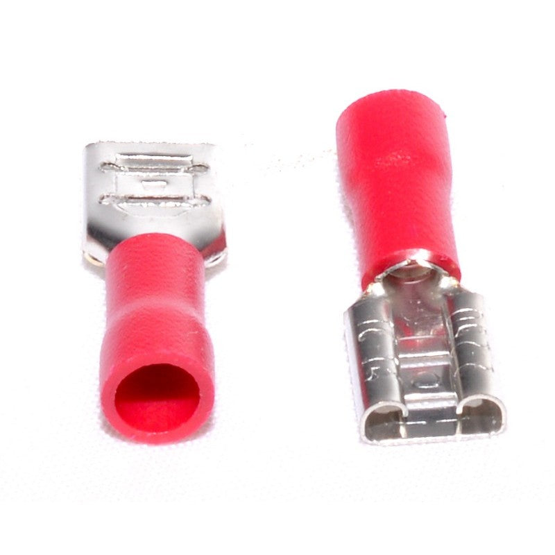Insulated Female Spade Terminal Red 6.3MM 100Pcs/Bag