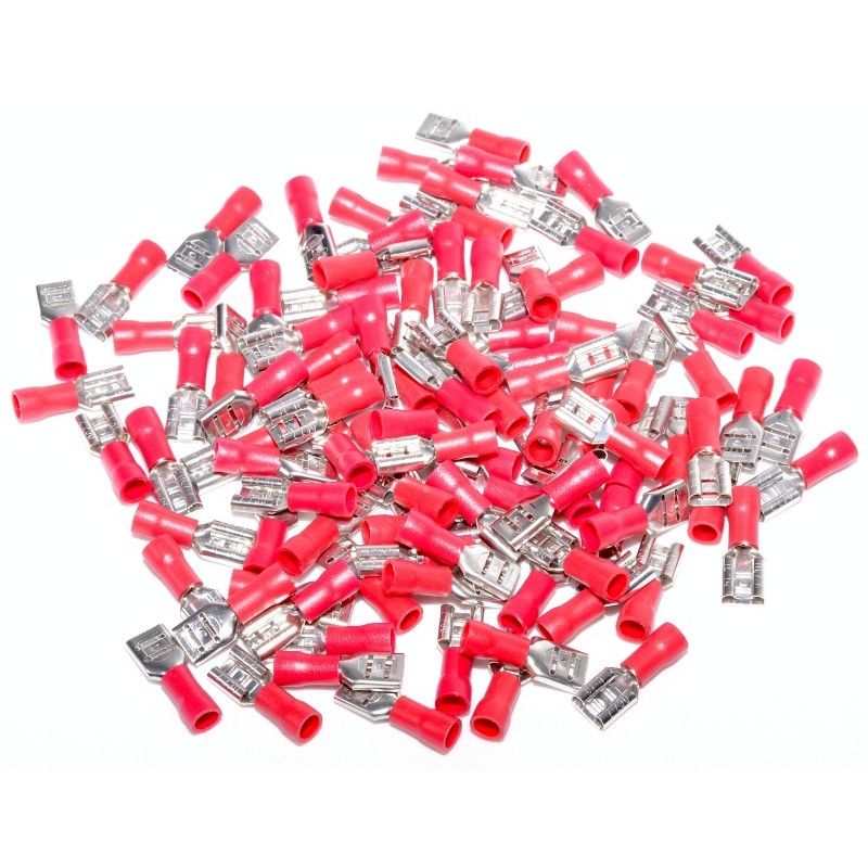 Insulated Female Spade Terminal Red 6.3MM 100Pcs/Bag