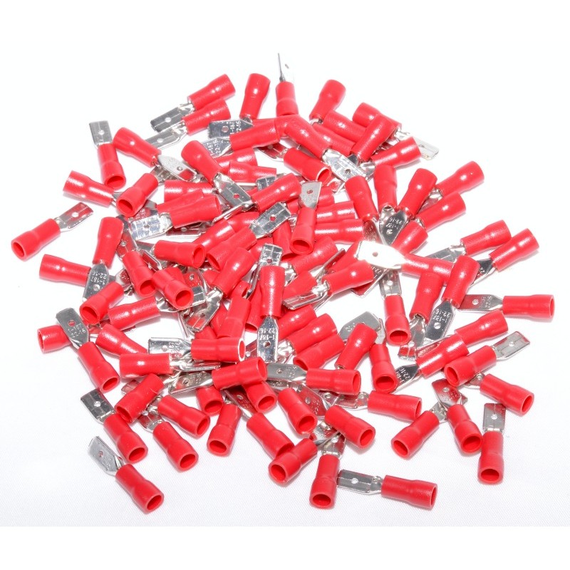 Insulated Red Male Spade Terminal 4.8MM 100PCS/Bag
