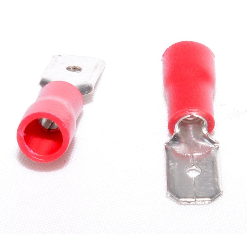 Insulated Male Spade Terminal Red 6.3MM 100PCS/Bag
