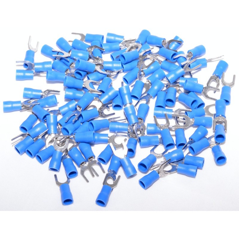 Fork Electrical Terminal Ø 5mm Blue, 100pcs/Set