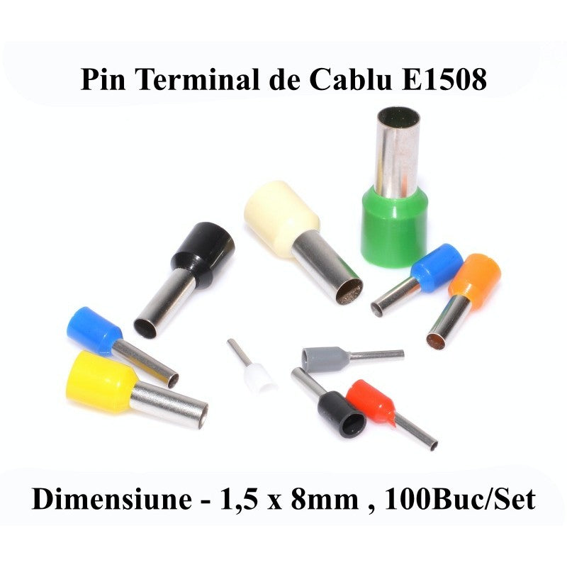 Insulated Cord End Terminal E1508 Black, 100Pcs/Set