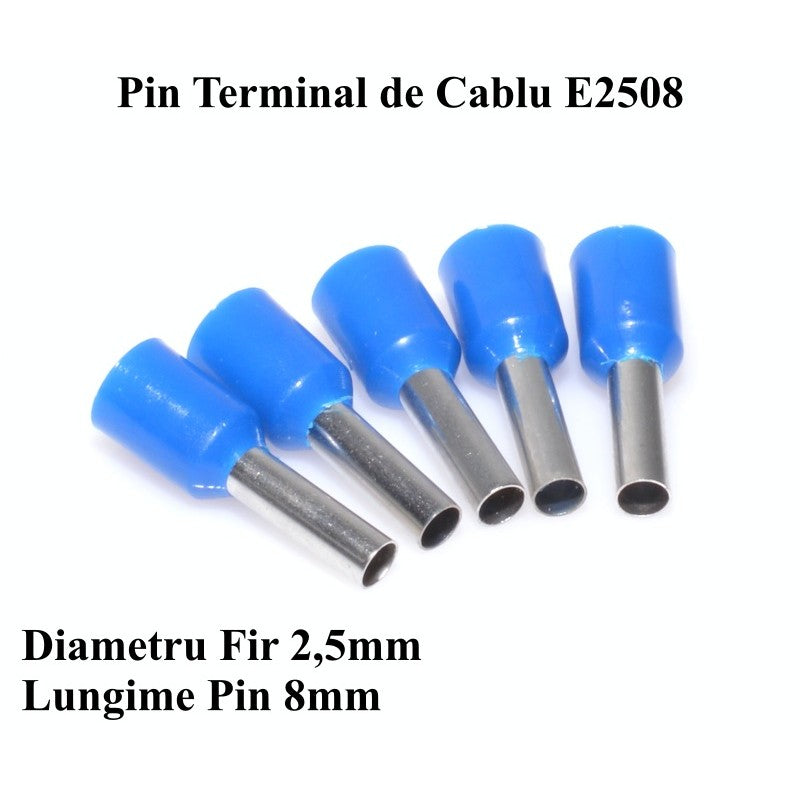 Pin Terminal for Cable E2508 Blue, 100Pcs/Set