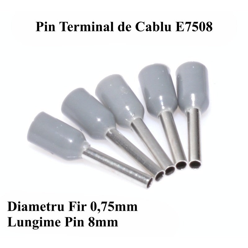 E7508 Gray Wire End Ferrule, 100Pcs/Set