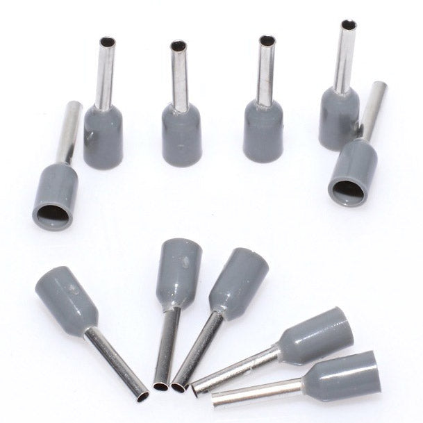E7508 Gray Wire End Ferrule, 100Pcs/Set