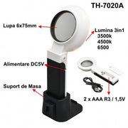 Magnifying Lamp 16x50mm with Light, Stand and Power Supply / TH-7020A