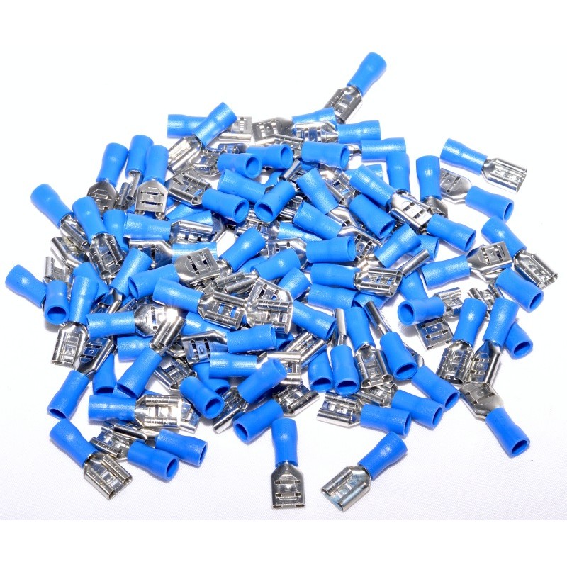 Insulated Female Spade Connector Blue 6.3MM 100PCS/Bag