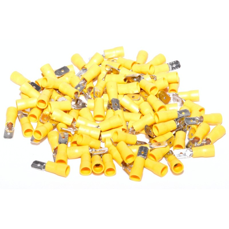 Male Spade Terminal Yellow 6.3MM, 100Pcs/Set