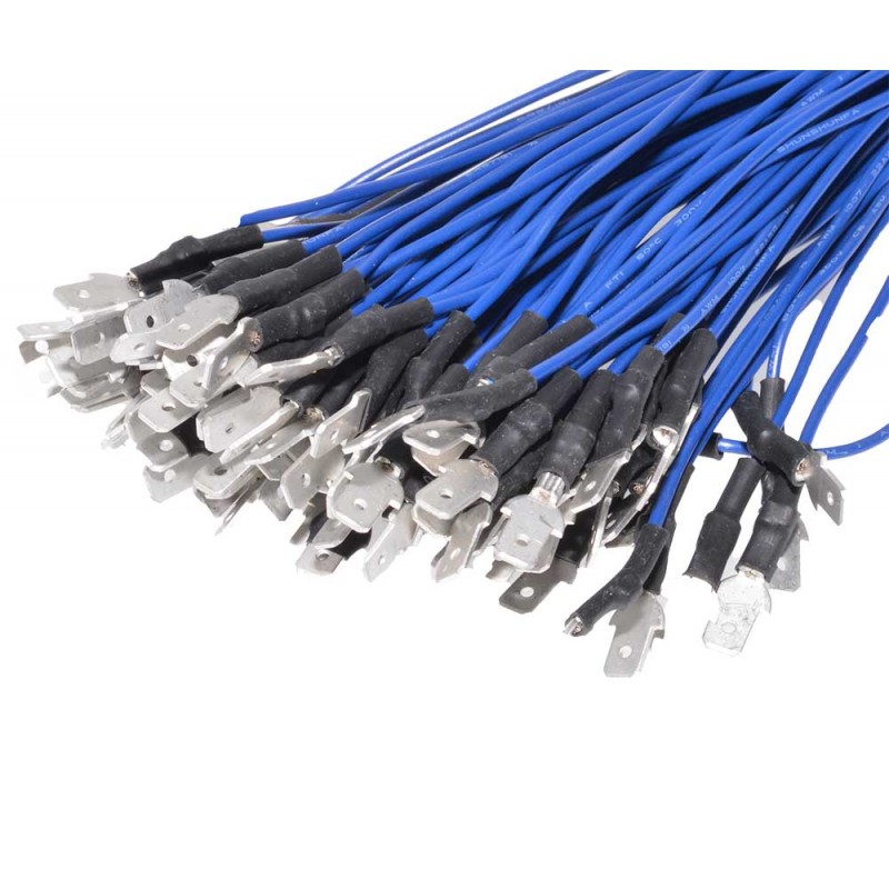 TATA Electric Terminal, 4.8MM, 20 cm Wire, 100pcs/Set, Blue