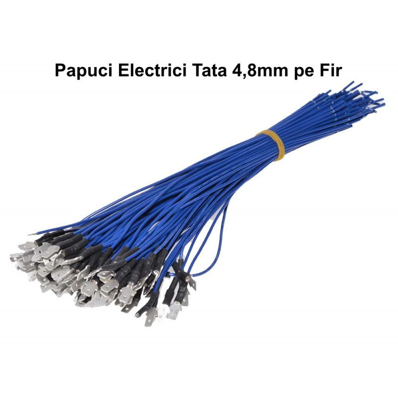 TATA Electric Terminal, 4.8MM, 20 cm Wire, 100pcs/Set, Blue