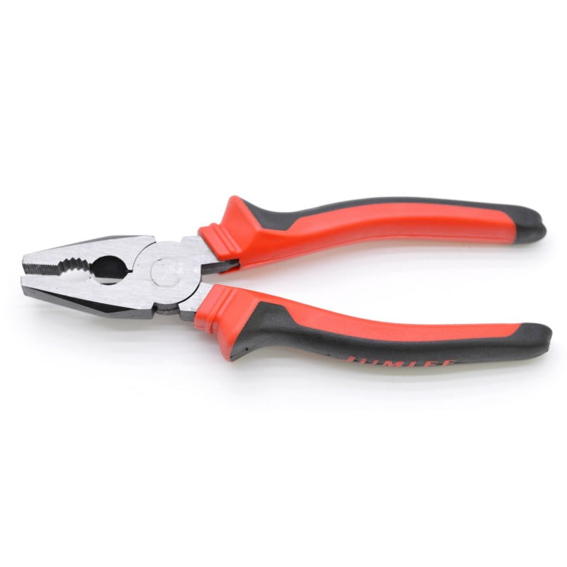 Heavy-Duty Hard Alloy Pliers, Professional, Insulated Rubber Handle, Black/Red
