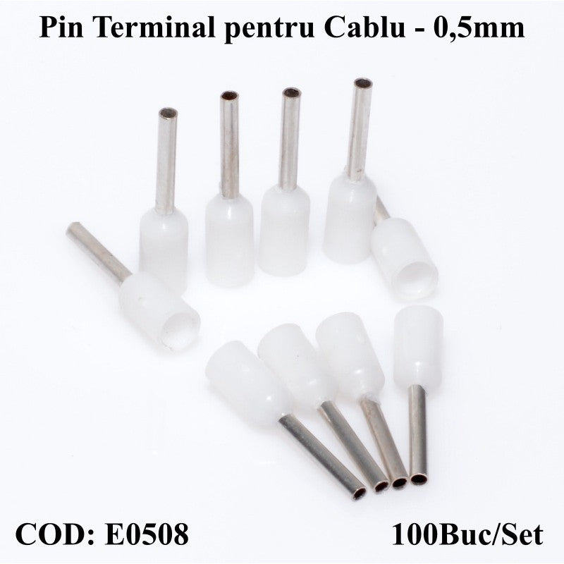 Pin Terminal For Wire E0508 White, 100Pcs/Set