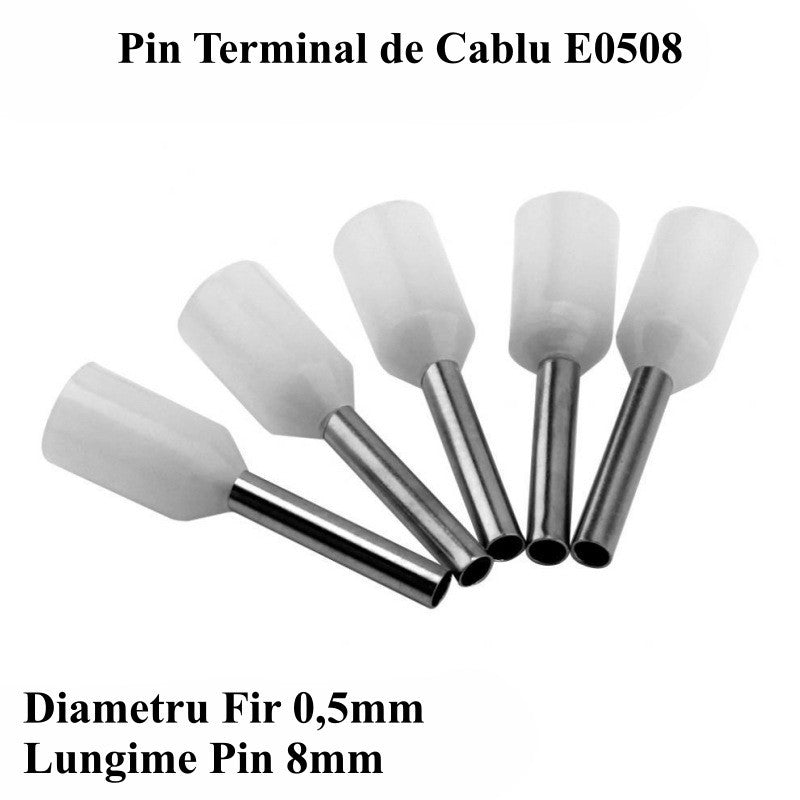 Pin Terminal For Wire E0508 White, 100Pcs/Set