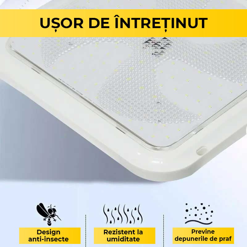 100W LED Fixture with Solar Panel, Indoor/Outdoor, Square Ceiling Light, Cool/Warm Light, ClassLights