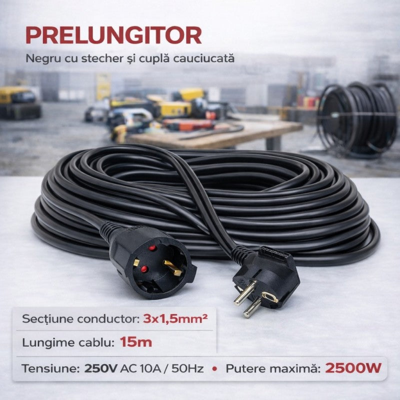Extension Cord 1.5m Ceramic 3-Outlet Protection