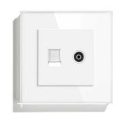 TV + Internet RJ45 Socket, Cat6, Tempered Glass Frame, Classlights, White