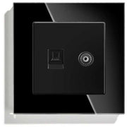 TV + Internet RJ45 Socket, Cat6, Tempered Glass Frame, Classlights, Black