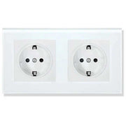 Classlights Double Socket with Tempered Glass Frame, 16A, White