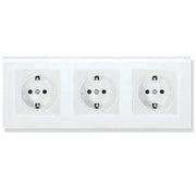 Triple socket with Classlights tempered glass frame, 16A, White