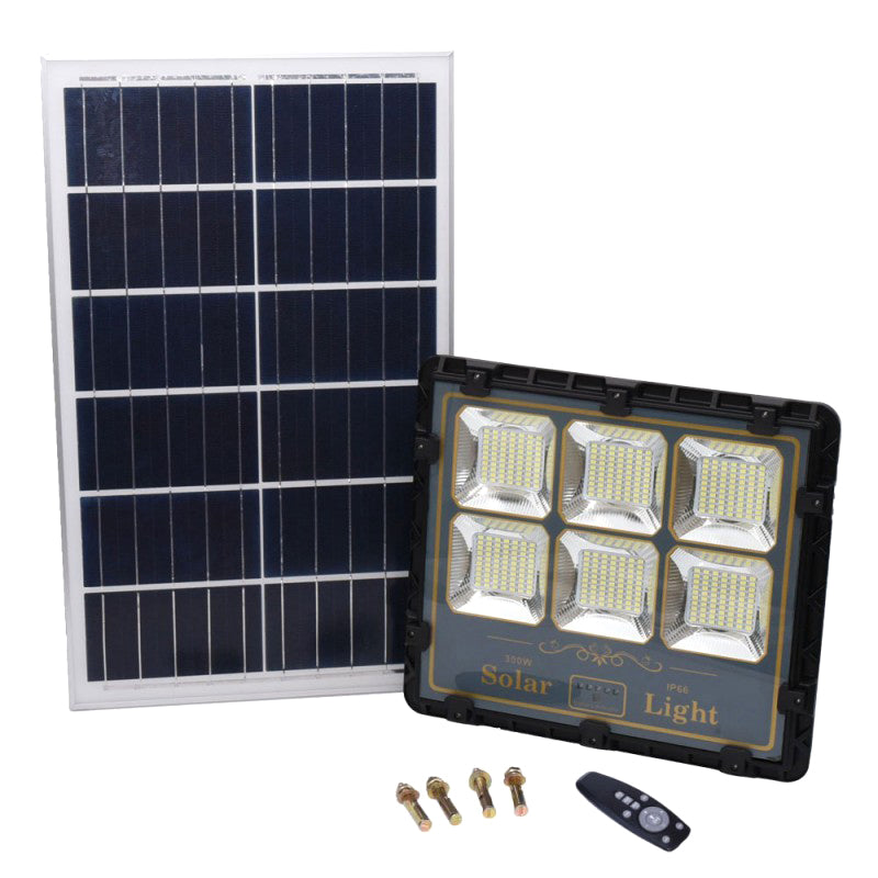 Solar Panel Lighting Kit + 300W LED Floodlight + Remote Control, Complete Package