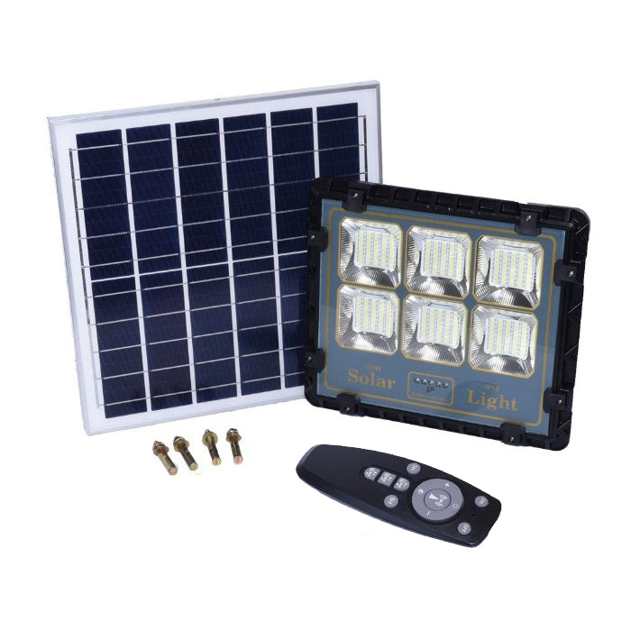 Solar Panel Lighting Kit + 150W LED Floodlight + Remote Control, Complete Package