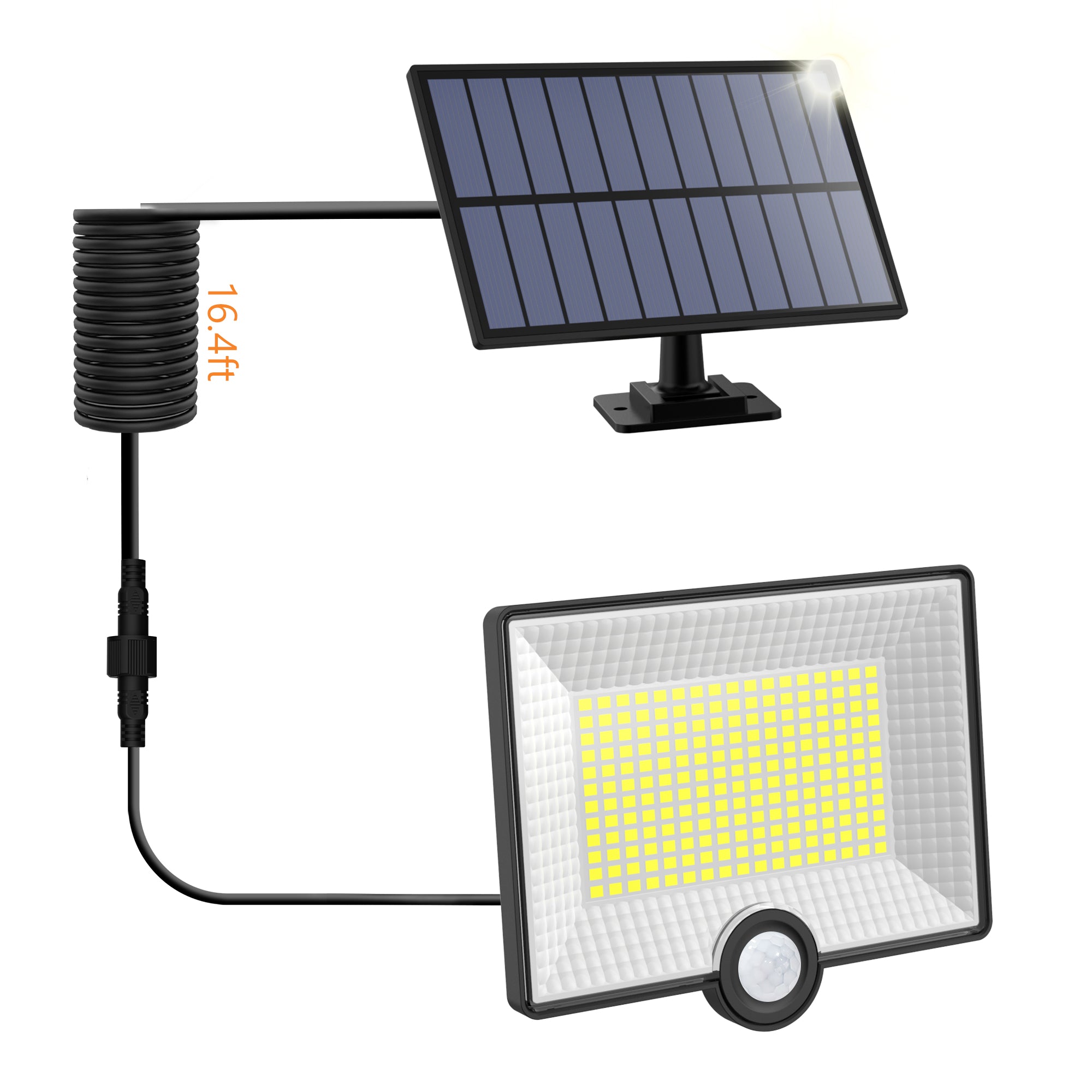 40W Solar LED Projector with Motion Sensor and IP65 ClassLights, 204 LEDs