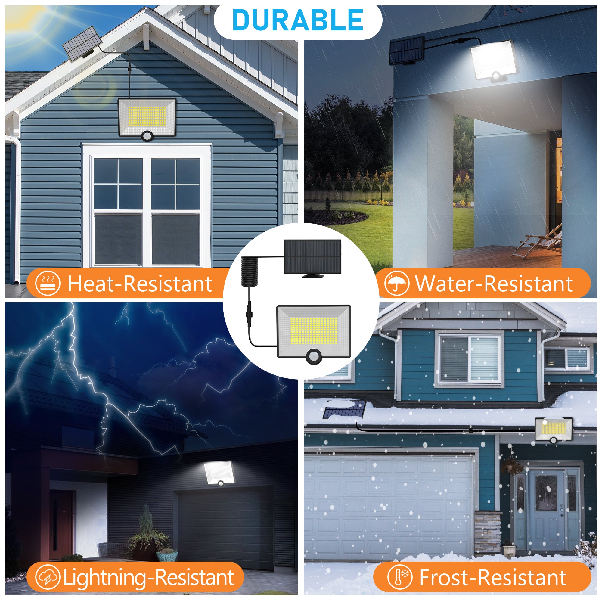 40W Solar LED Projector with Motion Sensor and IP65 ClassLights, 204 LEDs