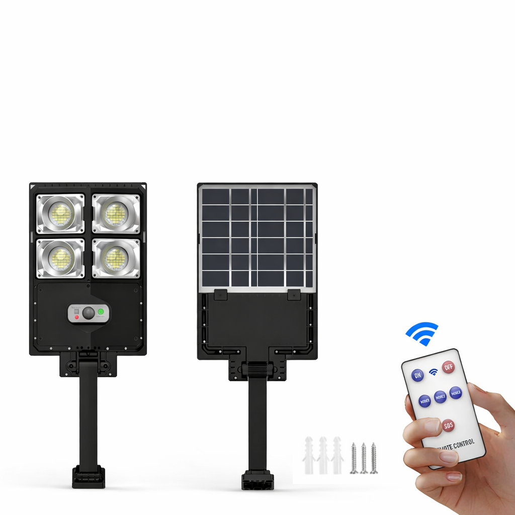 60W Solar Street Light, 120 LED, Motion Sensor and Remote Control