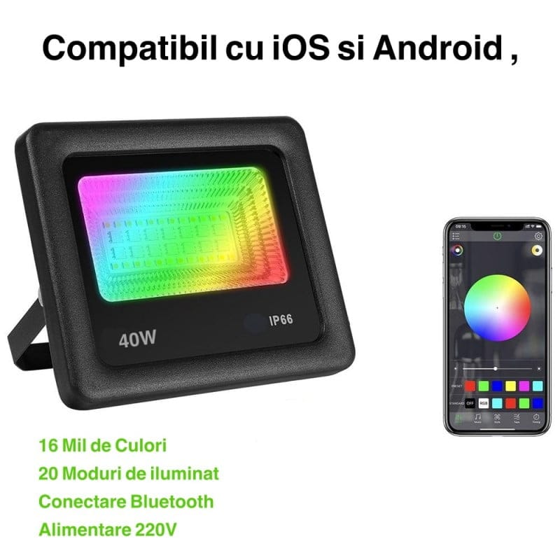 RGBW LED Projector 40W, Android, iOS, Bluetooth
