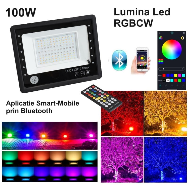 Smart RGBCW 100W Projector with Bluetooth and Remote Control
